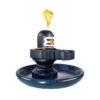 MAYAPURI Black Stone Shivling with Abhishek Plate, Shiva Lingam for Pooja (2.5 inches)