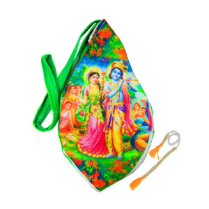 MAYAPURI Pure Cotton Radha Krishna Printed Gomukhi Japa Mala Bag or Chanting Bag/Beads Bag with Sakshi Mala Counter