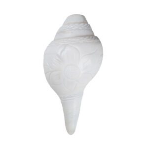 Vamavarti Engraved Loud Blowing Shankh, Conch Shell for Pooja Original (White, Wt 250-300g)